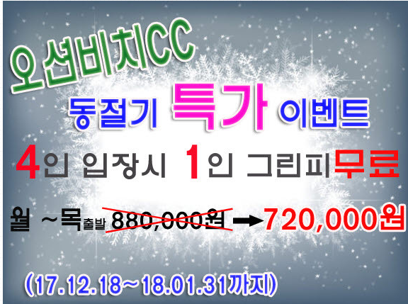 [12월~1월] 오션비치 1박2일패키지 요금안내
